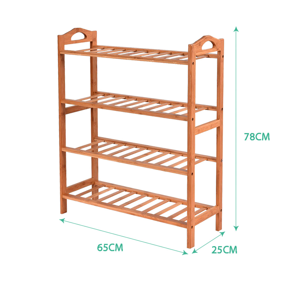 Levede 2x 4 Tier Bamboo Shoe Rack Shoes.