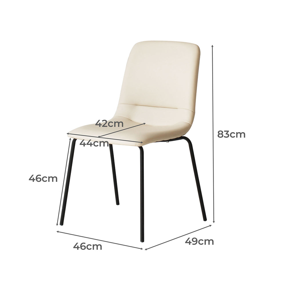 4x Stackable PU Leather Dining Chairs Kitchen Beige.