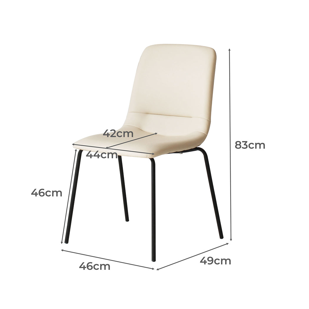 4x Stackable PU Leather Dining Chairs Kitchen Beige.