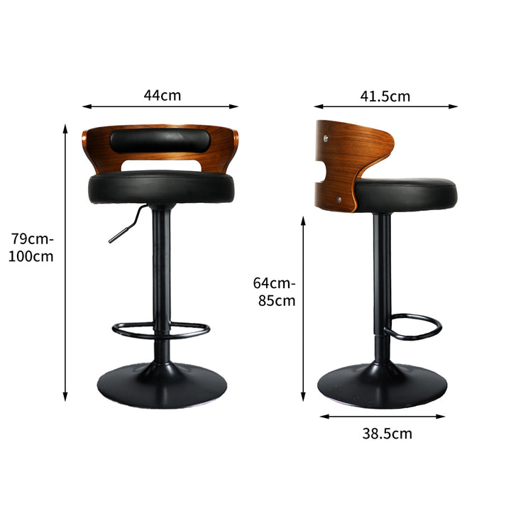 Levede 1x Kitchen Bar Stools Gas Lift Black.