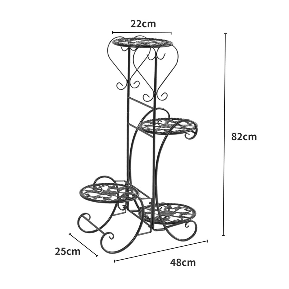 2x Levede Flower Shape Metal Plant Stand Black.
