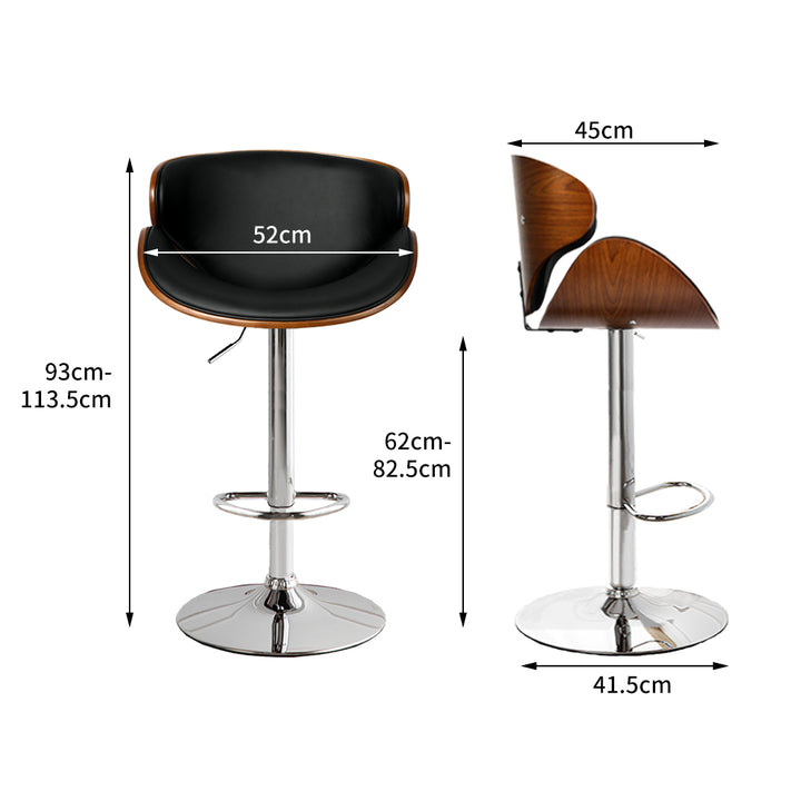 Levede 1x Kitchen Bar Stools Gas Lift Silver.