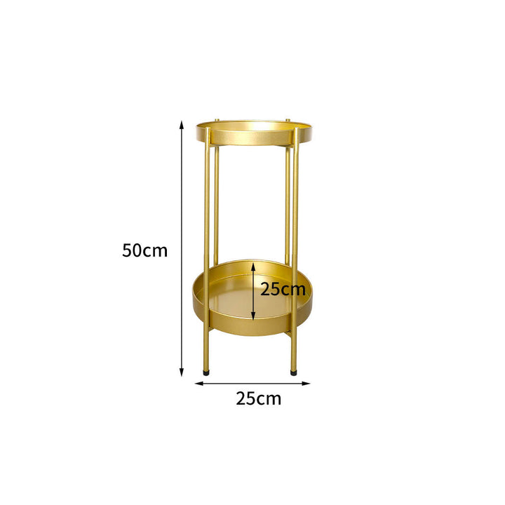 Levede 2 Tier Plant Stand Metal Flower Gold Medium.