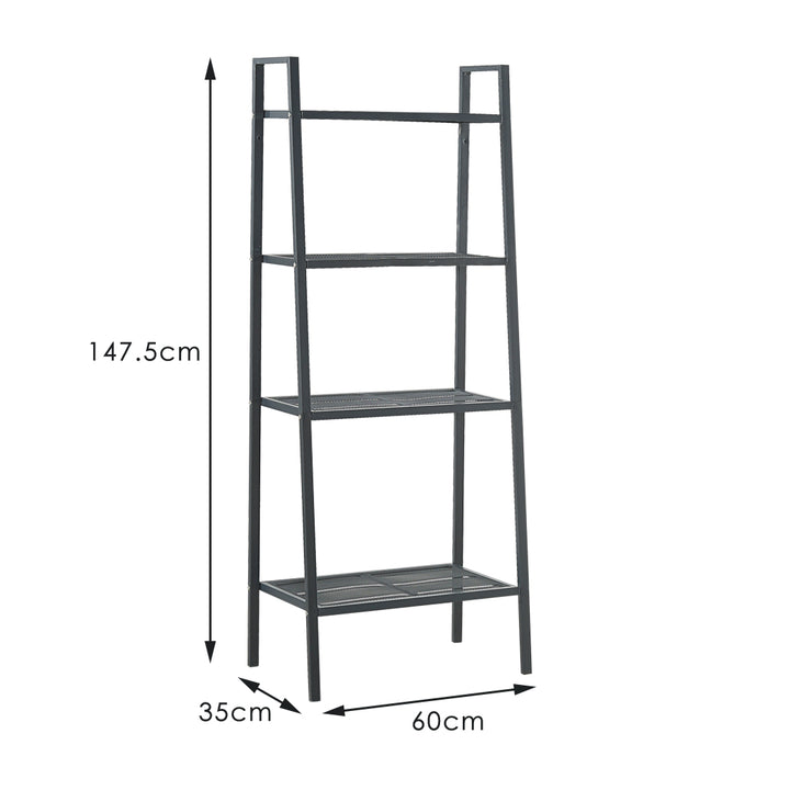 Bookshelf 4 Tier Ladder Shelf Unit Bookcase Black.