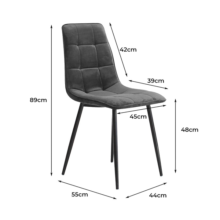 4x Dining Chairs Kitchen Velvet Grey.