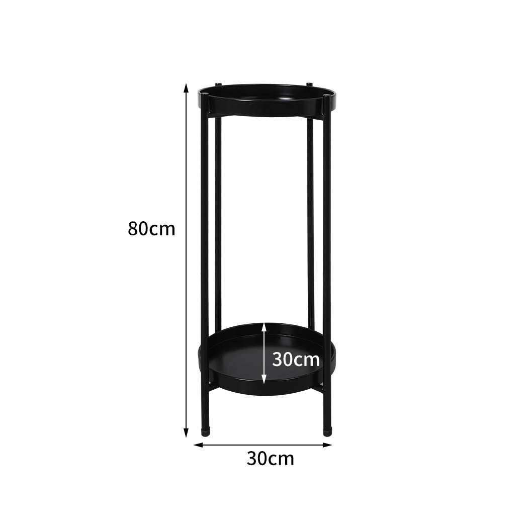 Levede 2 Tier Plant Stand Outdoor Indoor Black Large.