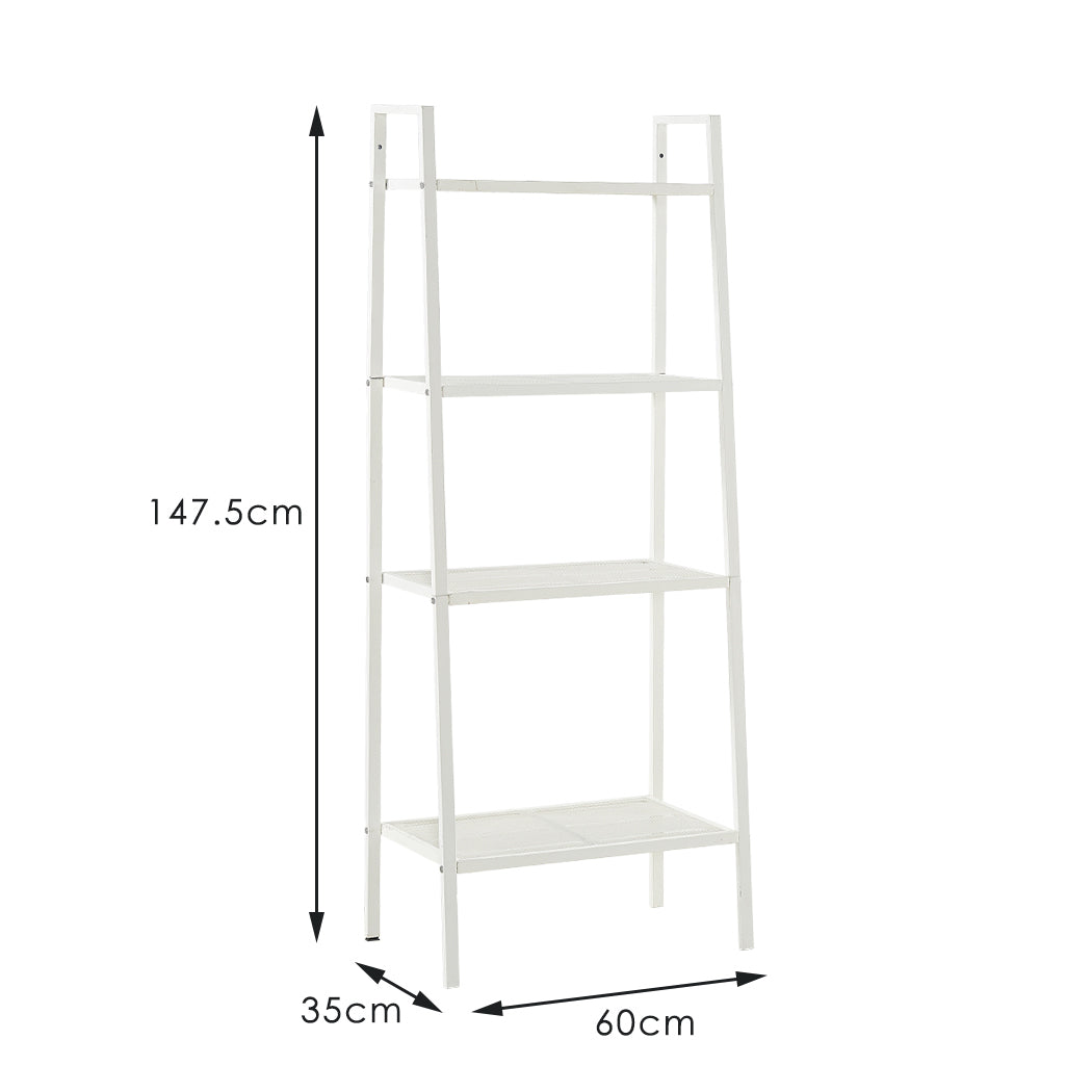 Bookshelf 4 Tier Ladder Shelf Unit Bookcase White.