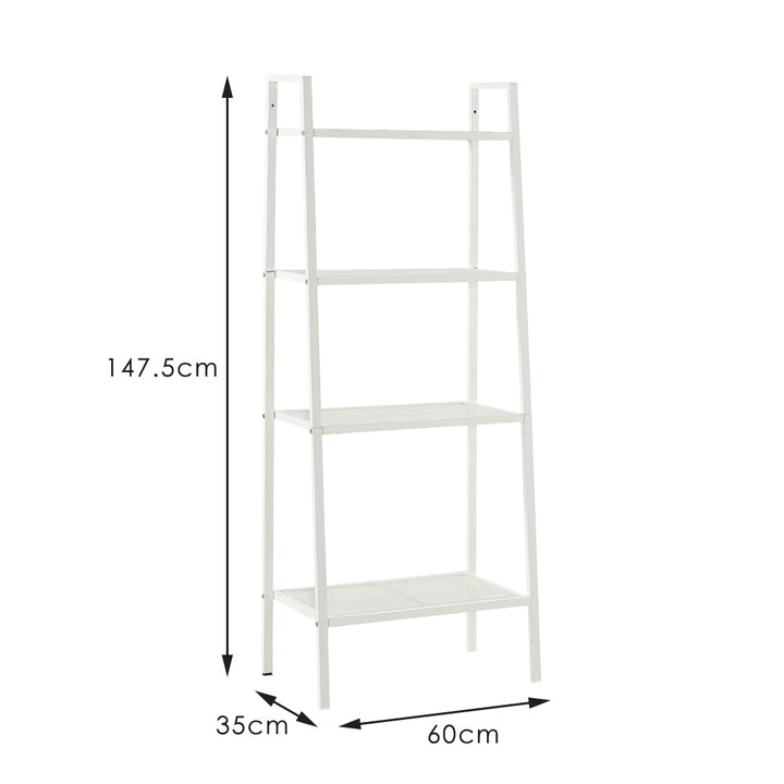 Bookshelf 4 Tier Ladder Shelf Unit Bookcase White.