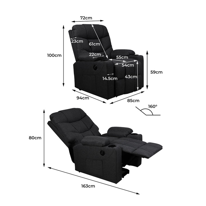 Levede Recliner Chair Electric Lift Black.