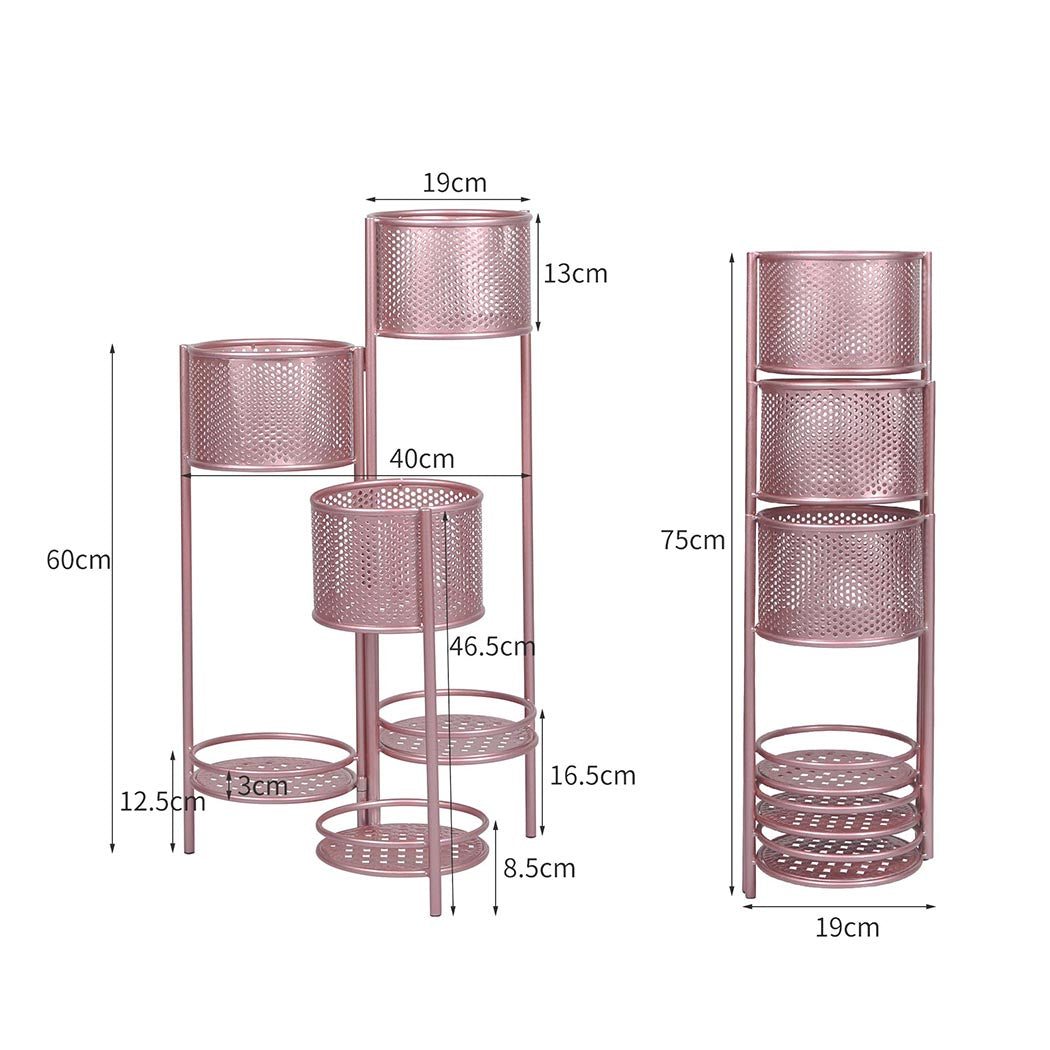 Levede 6 Tier Plant Stand Swivel Outdoor Rose Gold.