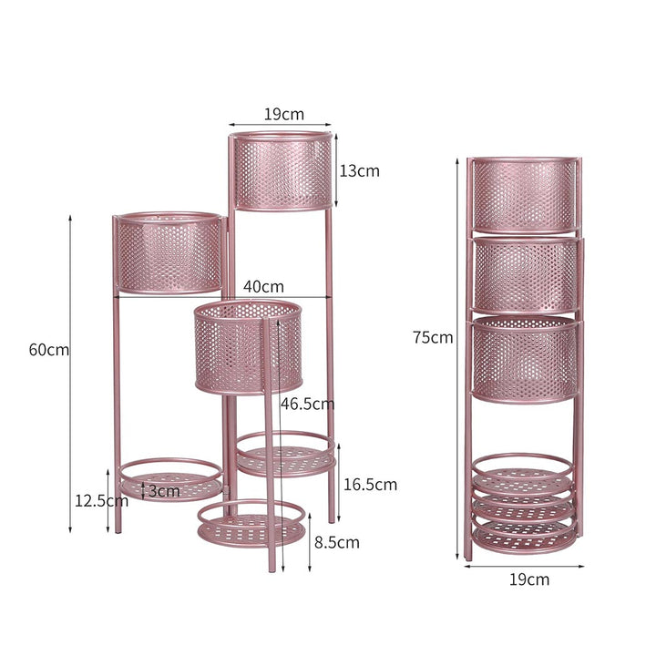 Levede 6 Tier Plant Stand Swivel Outdoor Rose Gold.