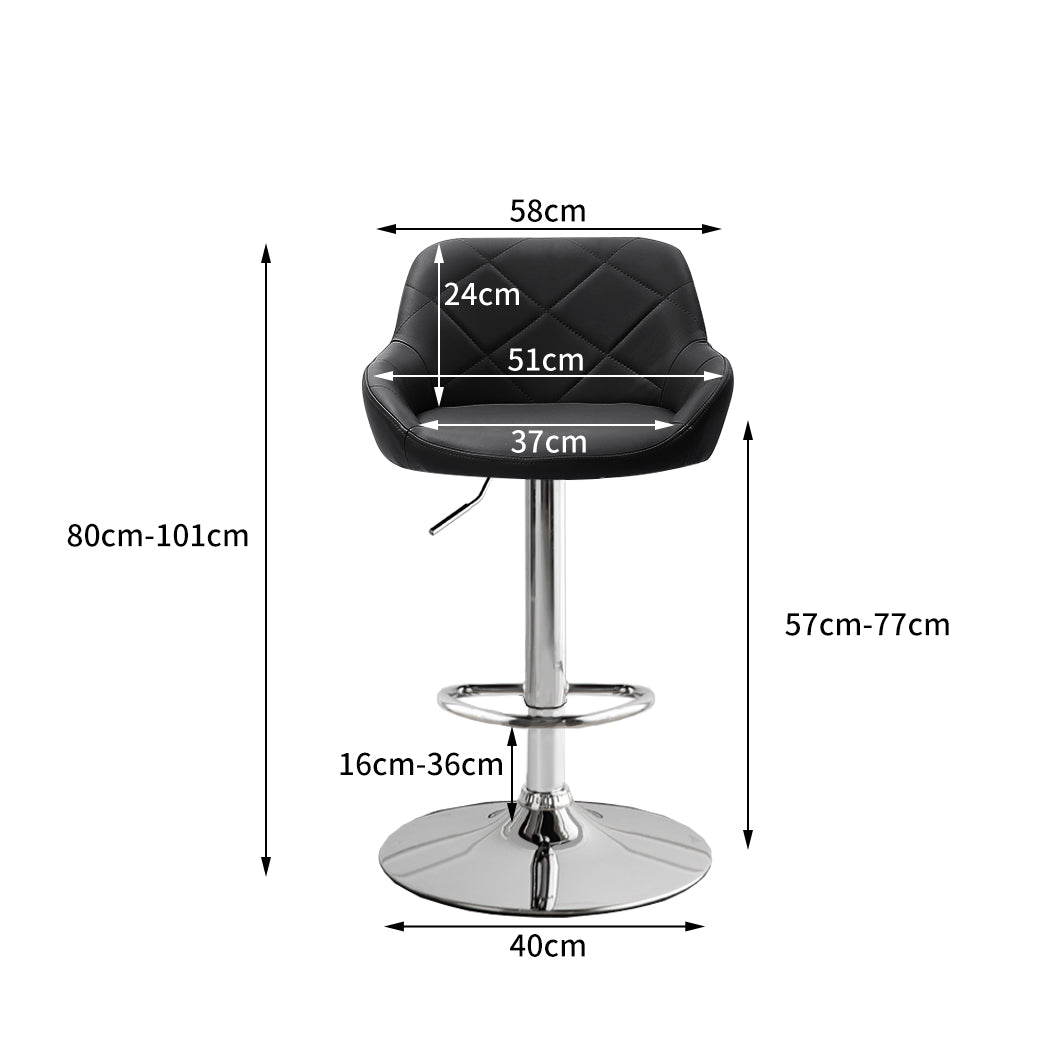 Levede 2x Bar Stools Kitchen Barstools Black.