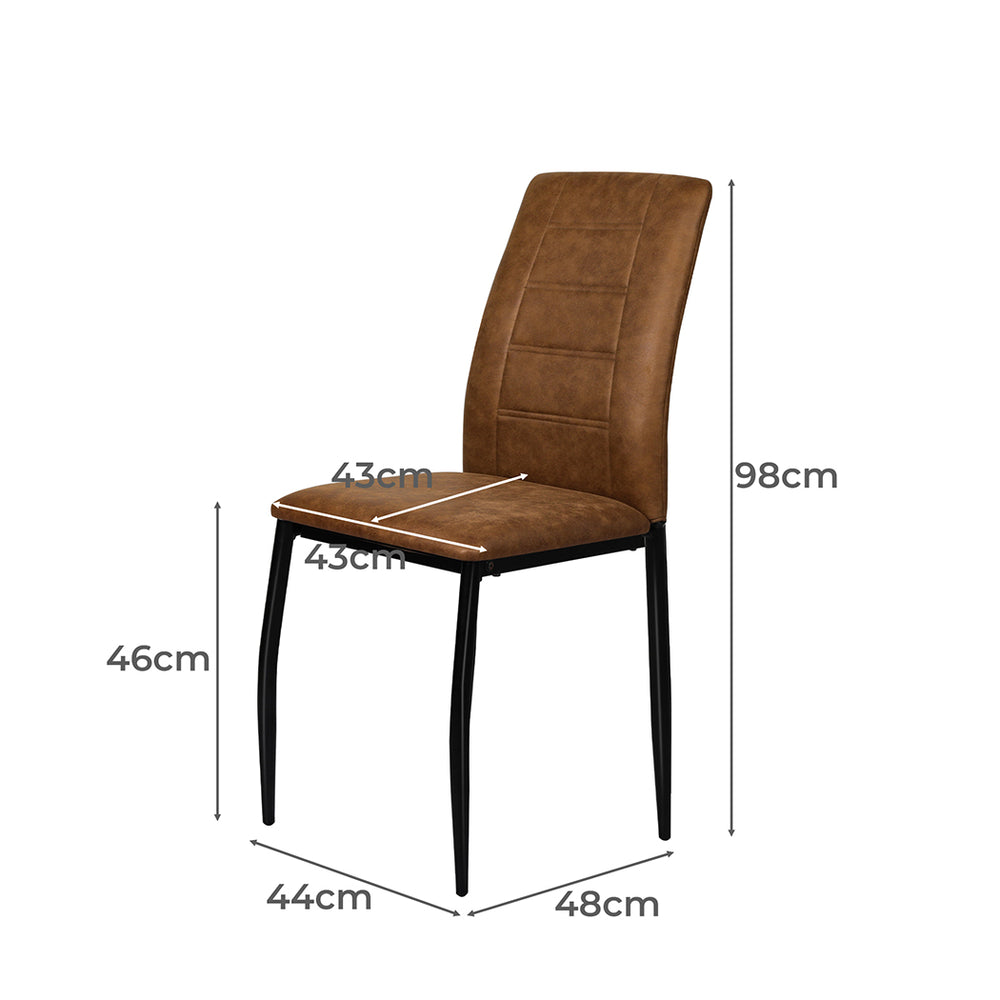 2x Dining Chairs Leathaire Kitchen Table Accent Brown Chairs.