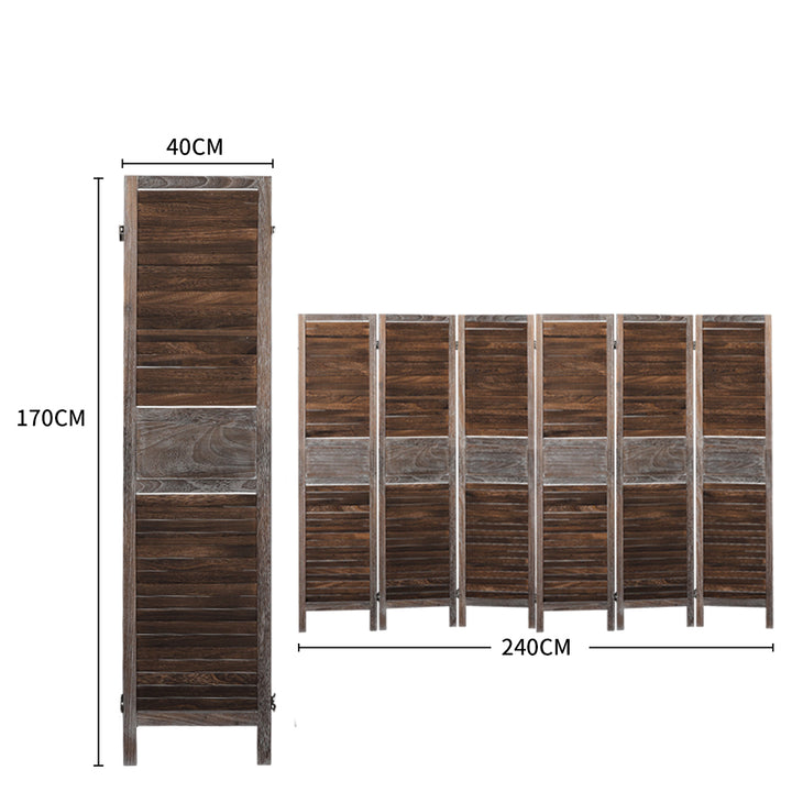 Levede Room Divider 6 Panel Folding Brown.