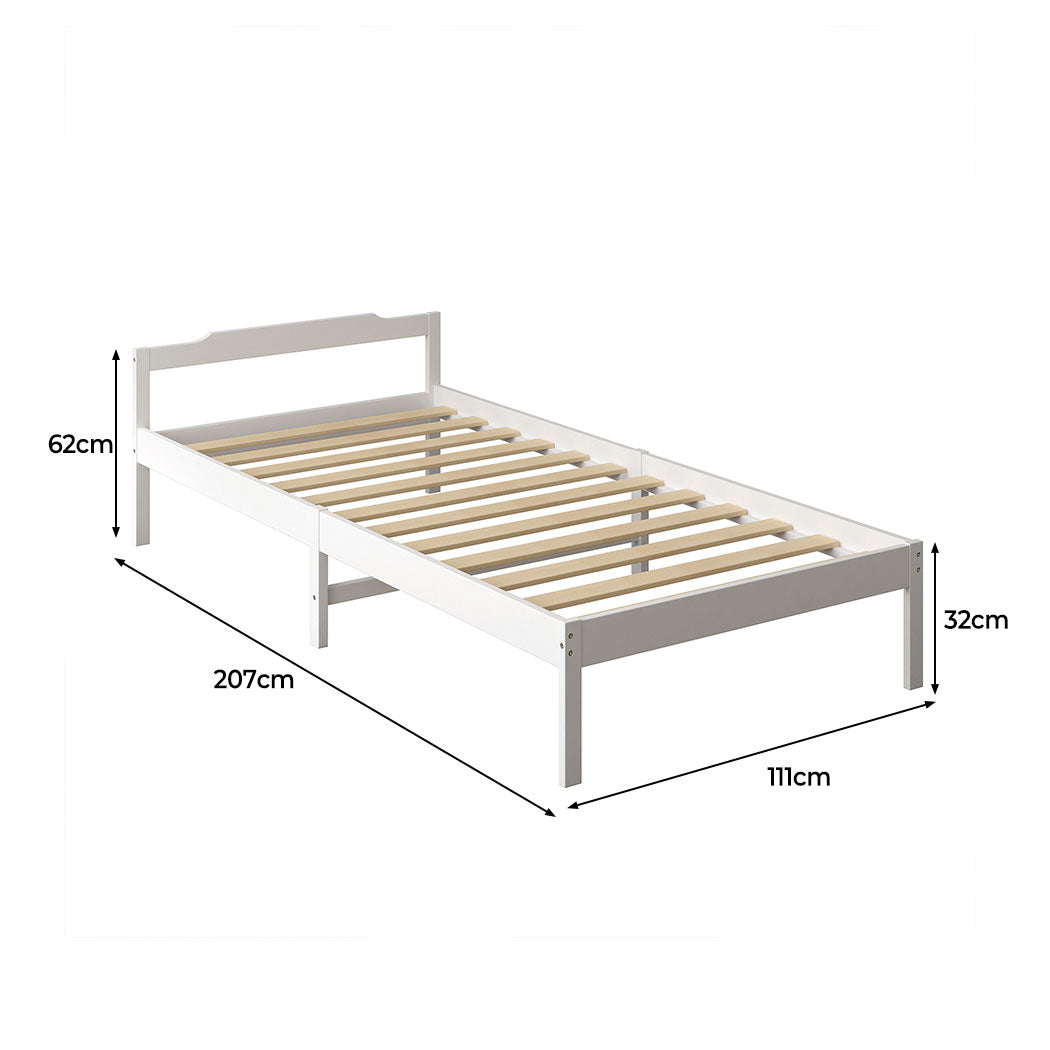 King Single Wooden Bed Frame – White.