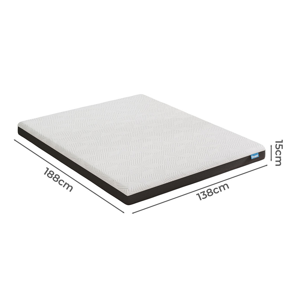 Double Mattress Gel Memory Foam Cooling Breathable 15cm Medium Firm.