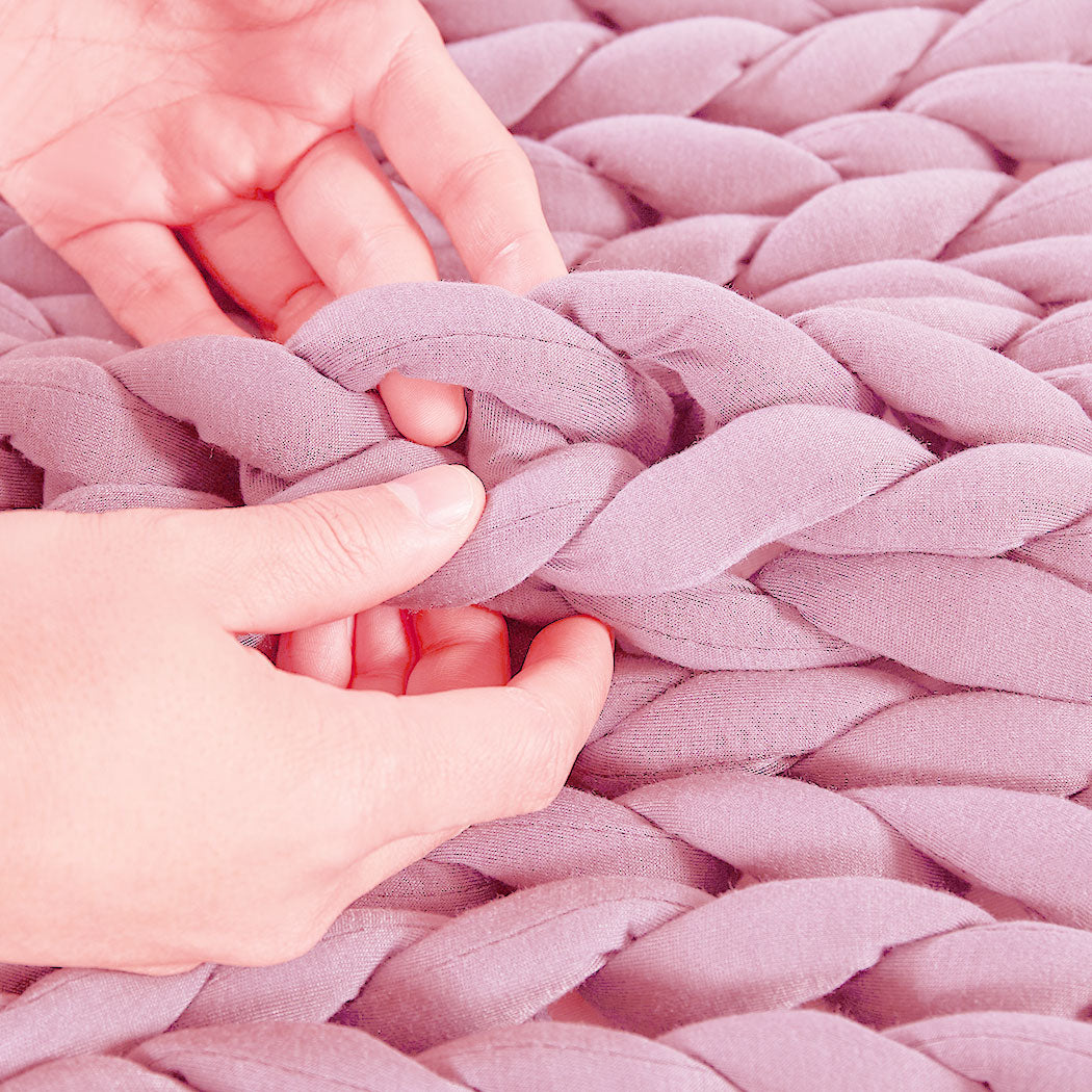 Dreamz Knitted Weighted Blanket Chunky Pink Double 7KG.