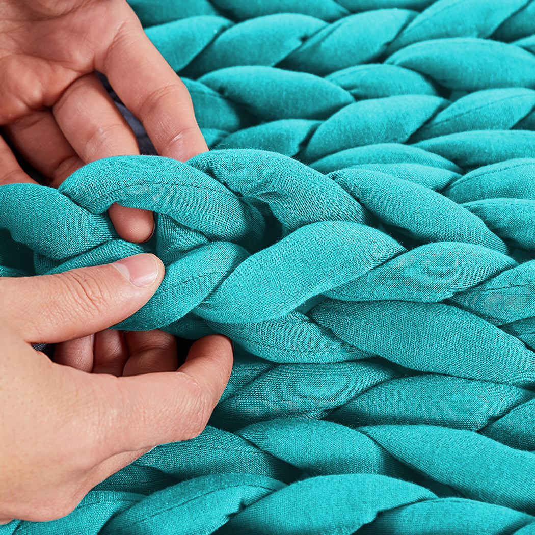 Dreamz Knitted Weighted Blanket Chunky Blue Kids.