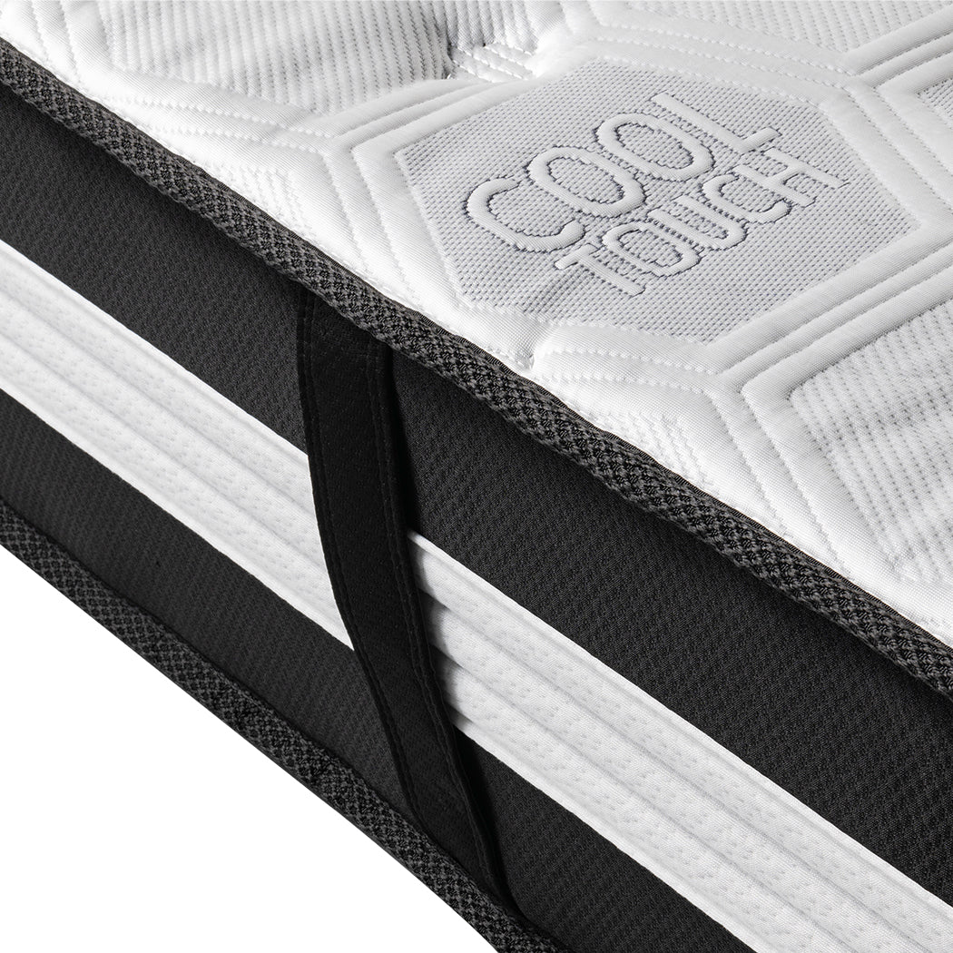King Single Cooling Mattress Pocket Spring Euro Top Bed Foam 5 Zone 25cm.