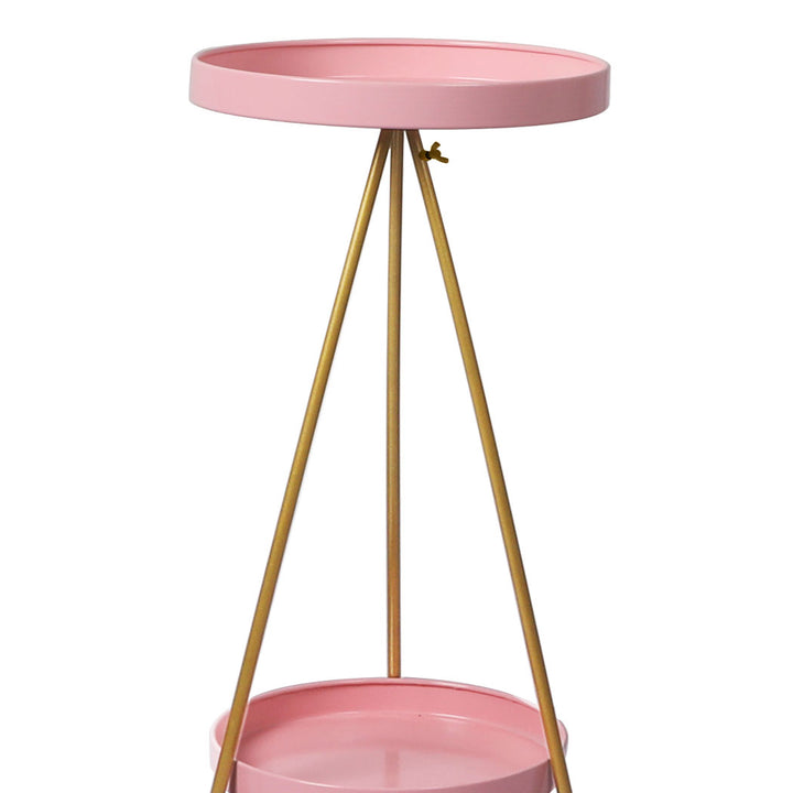 Levede Plant Stand 2 Tiers Outdoor Indoor Pink Gold Medium.