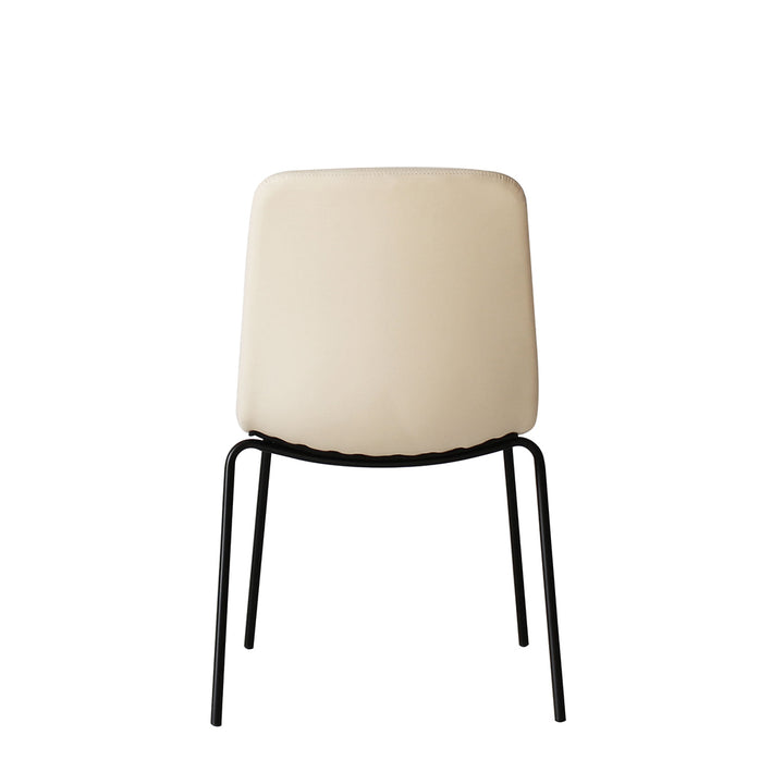 4x Stackable PU Leather Dining Chairs Kitchen Beige.