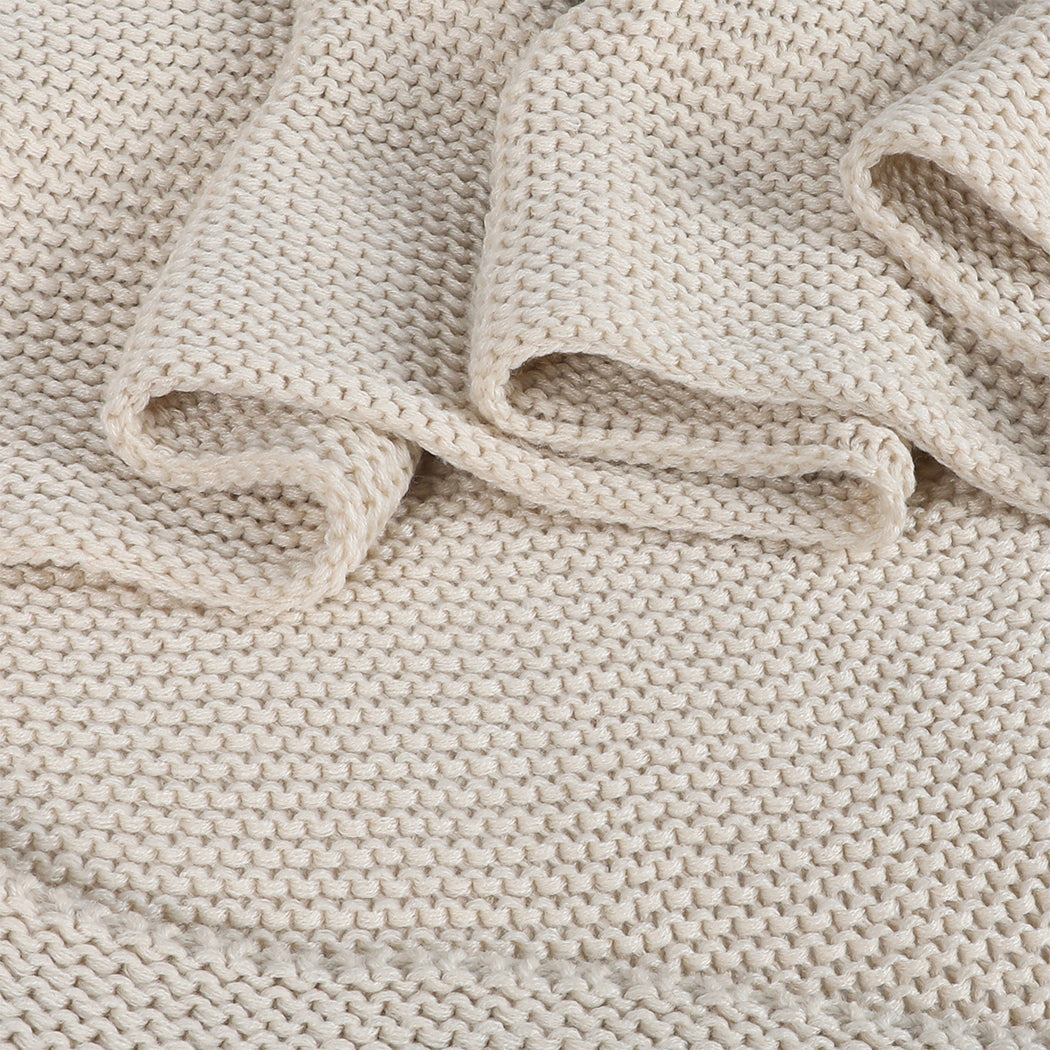DreamZ Knitting Throw Blanket Cushion Beige.