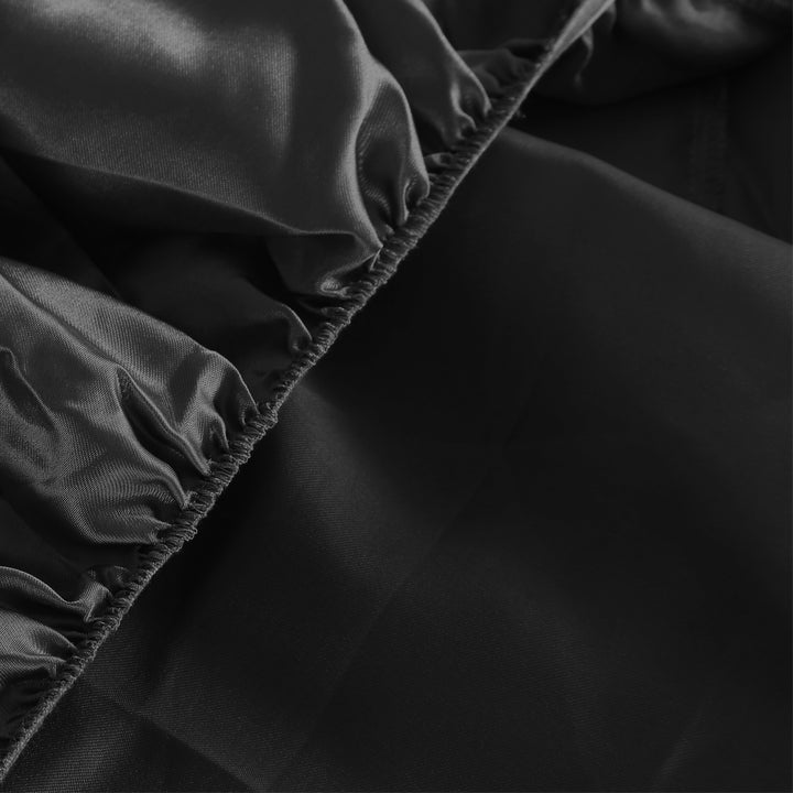 Silky Satin Sheets Fitted Black.