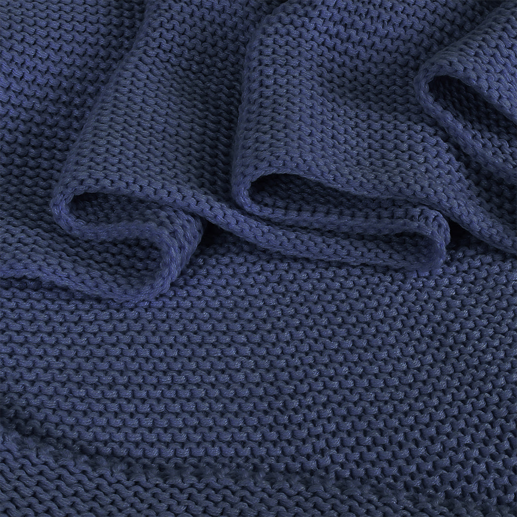 DreamZ Knitting Throw Blanket Cushion Navy.