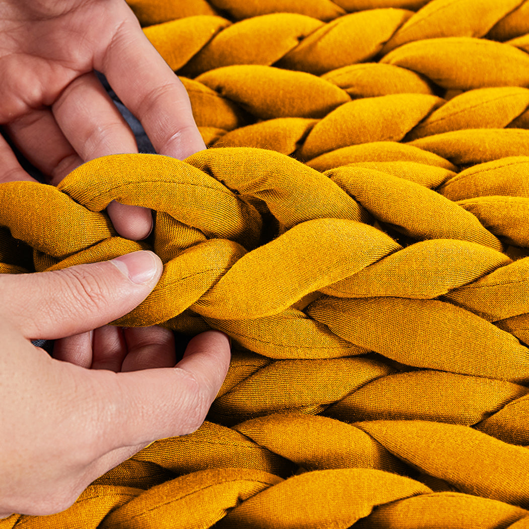 Dreamz Knitted Weighted Blanket Chunky Yellow Kids.