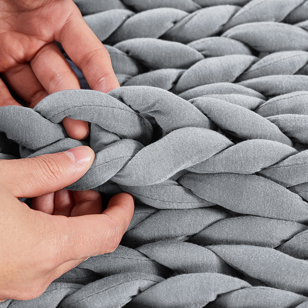 Dreamz Knitted Weighted Blanket Chunky Grey Kids.