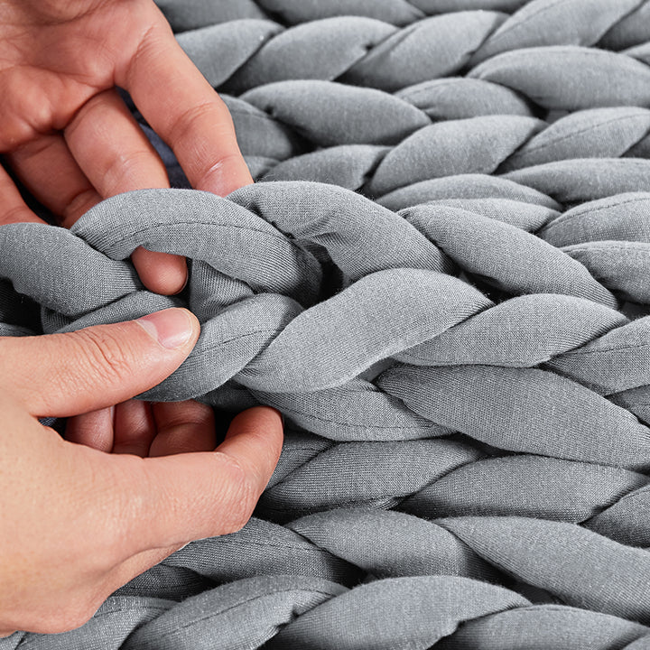 Dreamz Knitted Weighted Blanket Chunky Grey Kids.