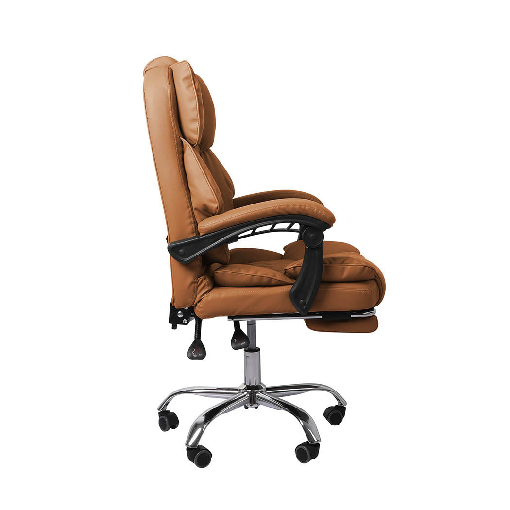 Levede Gaming Chair Office Computer Brown Footrest.