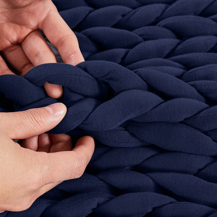 Dreamz Knitted Weighted Blanket Chunky Navy Kids.