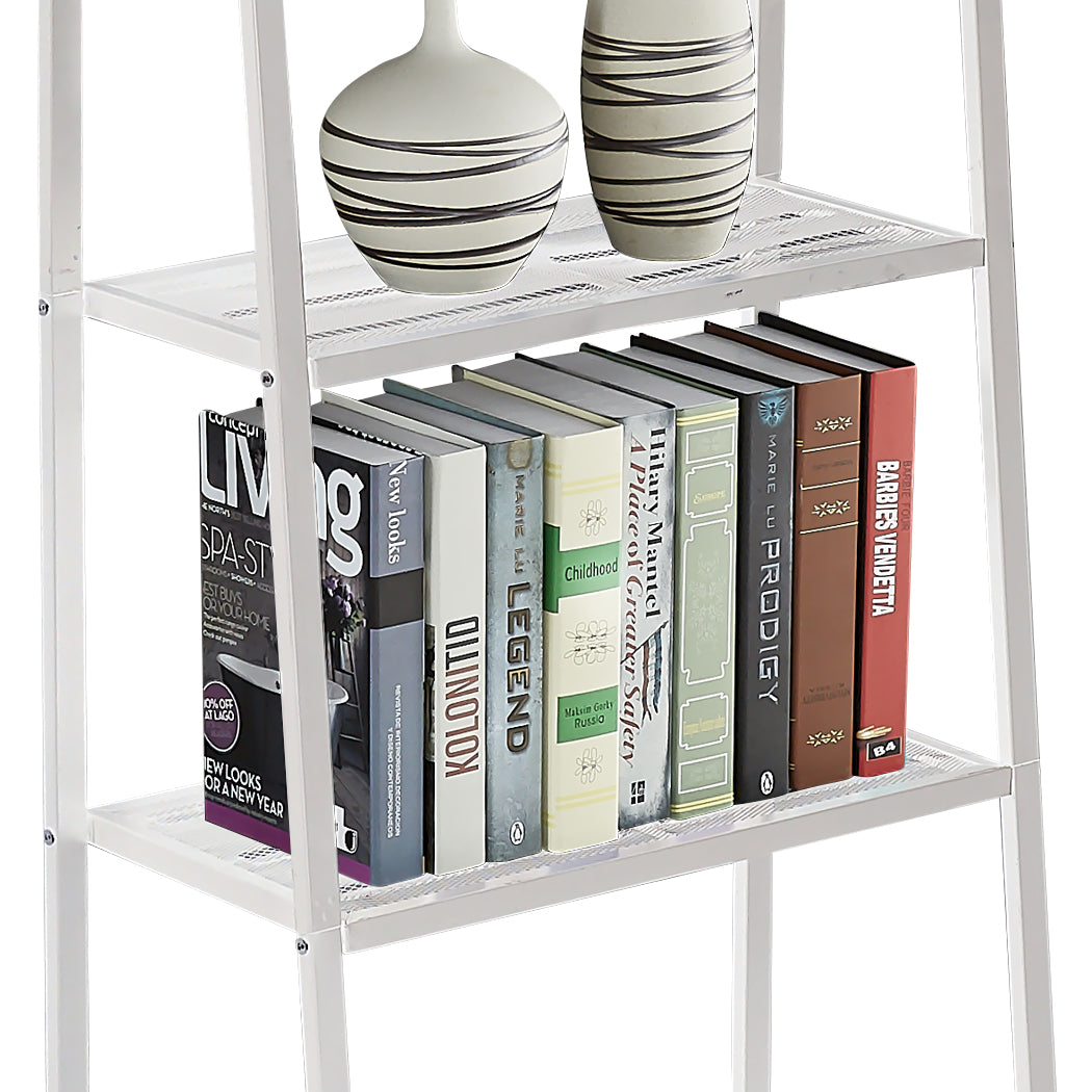 Bookshelf 4 Tier Ladder Shelf Unit Bookcase White.