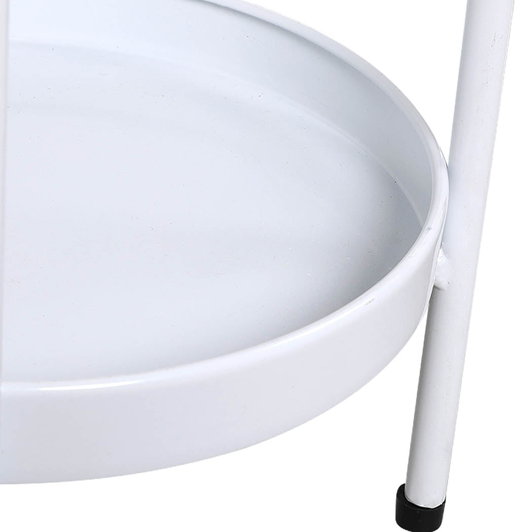 Levede 2 Tiers Plant Stand Metal Flower White Medium.