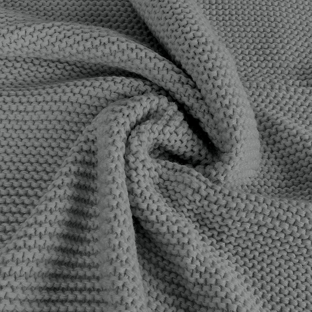 DreamZ Knitting Throw Blanket Cushion Grey.