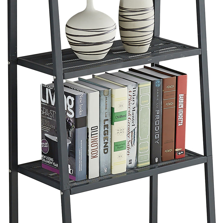 Bookshelf 4 Tier Ladder Shelf Unit Bookcase Black.