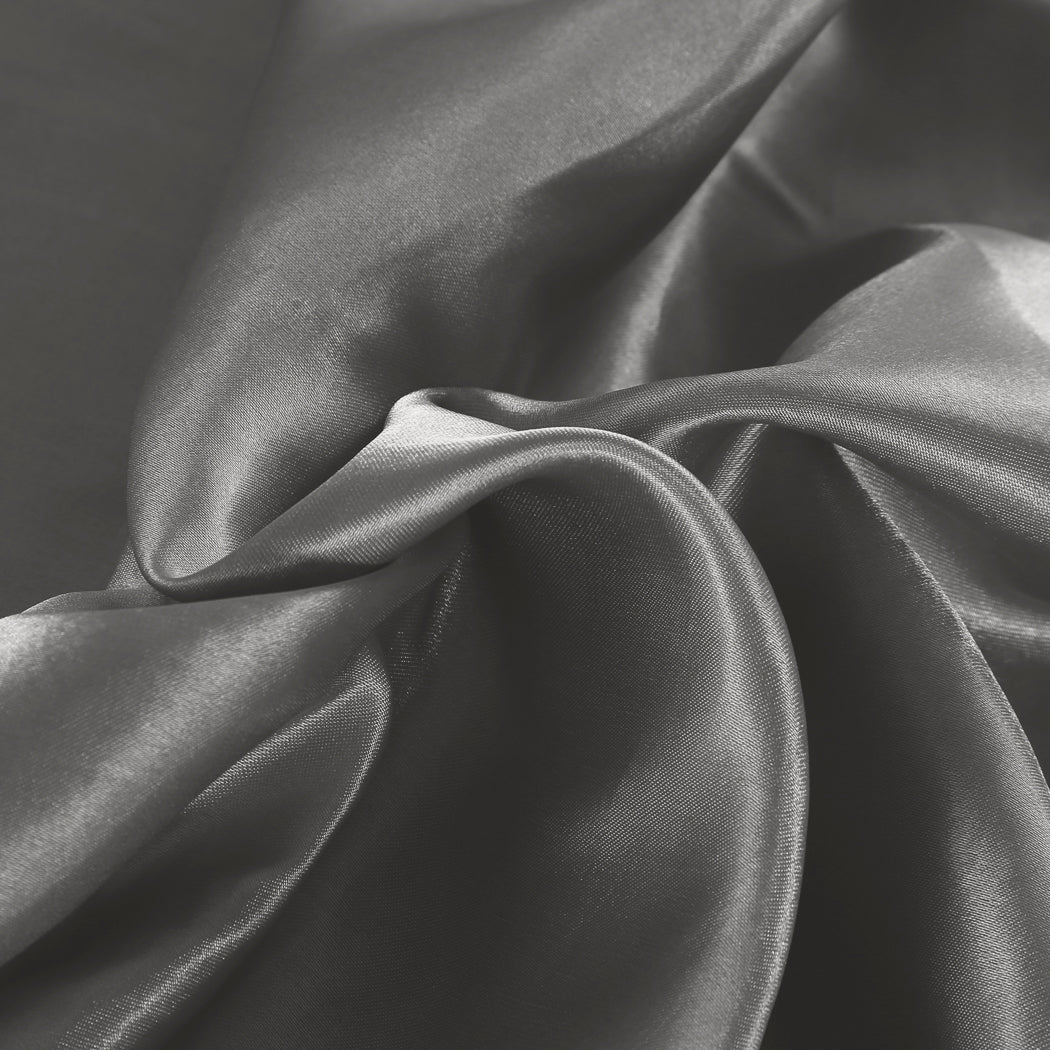 Silky Satin Quilt Cover Set Bedspread Dark Grey.