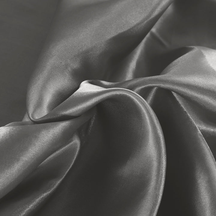 Silky Satin Quilt Cover Set Bedspread Dark Grey.