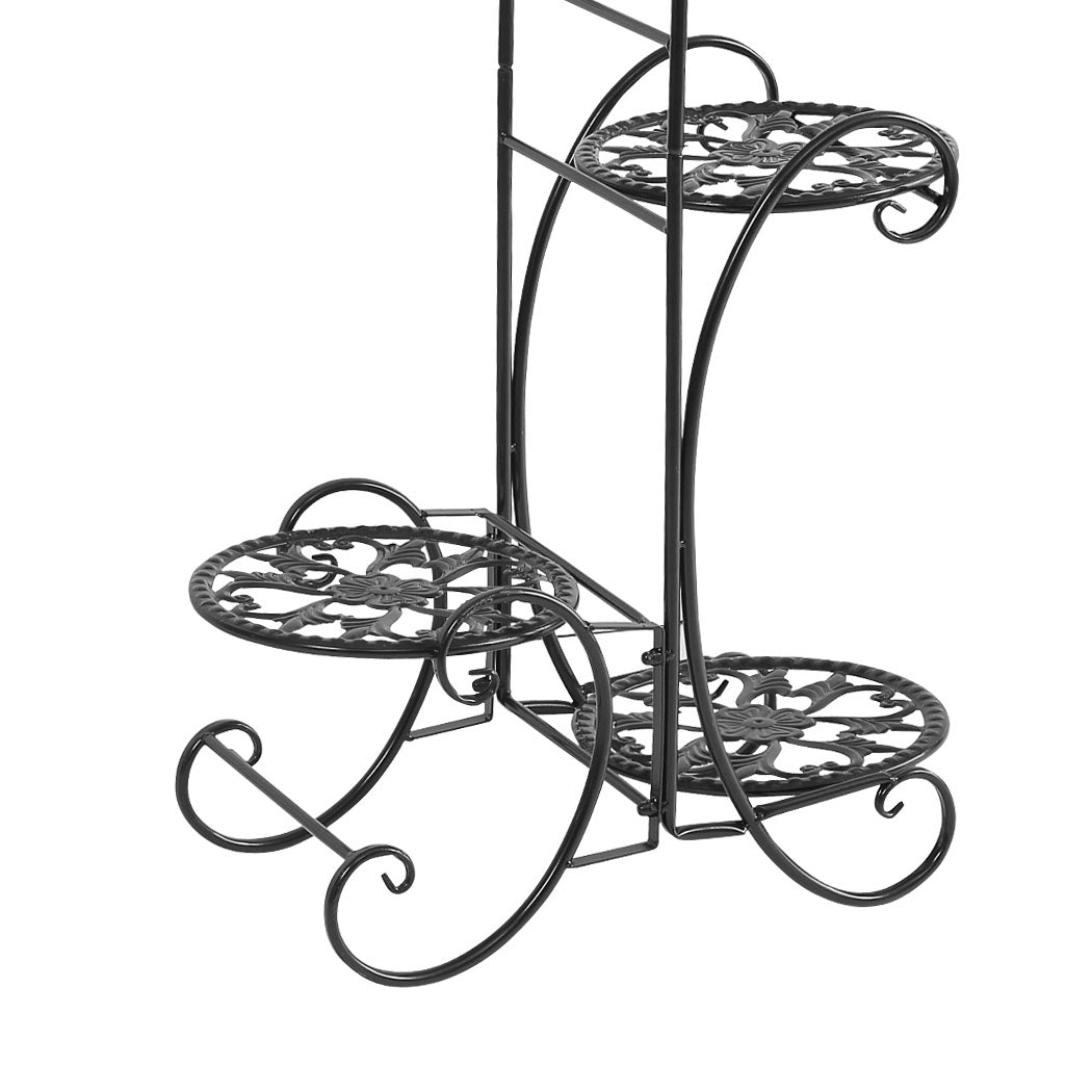 2x Levede Flower Shape Metal Plant Stand Black.