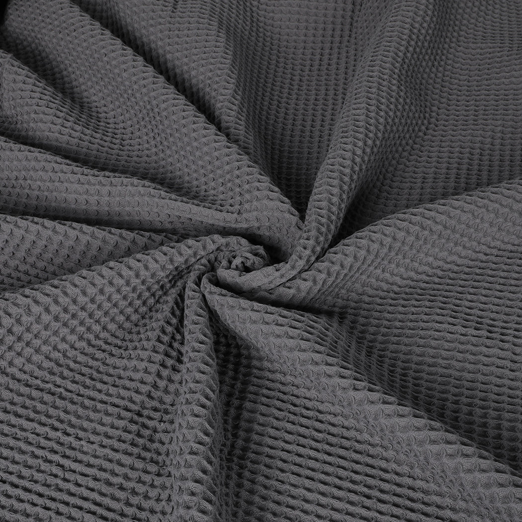 DreamZ Throw Blanket Cotton Waffle Blankets Grey Double.