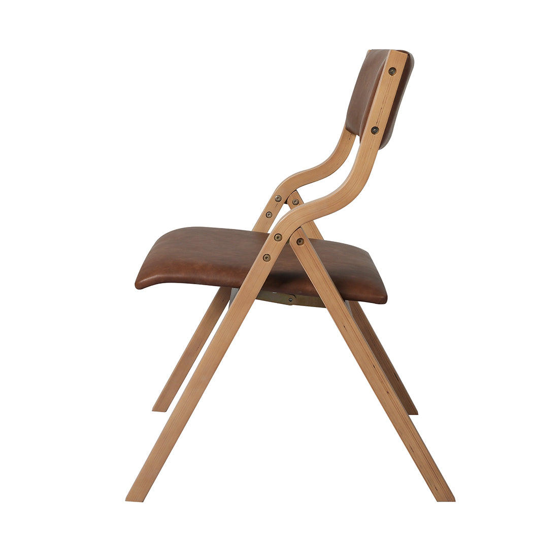 2x Dining Chairs Foldable PU Leather Kitchen Chair Lounge Room Vintage.