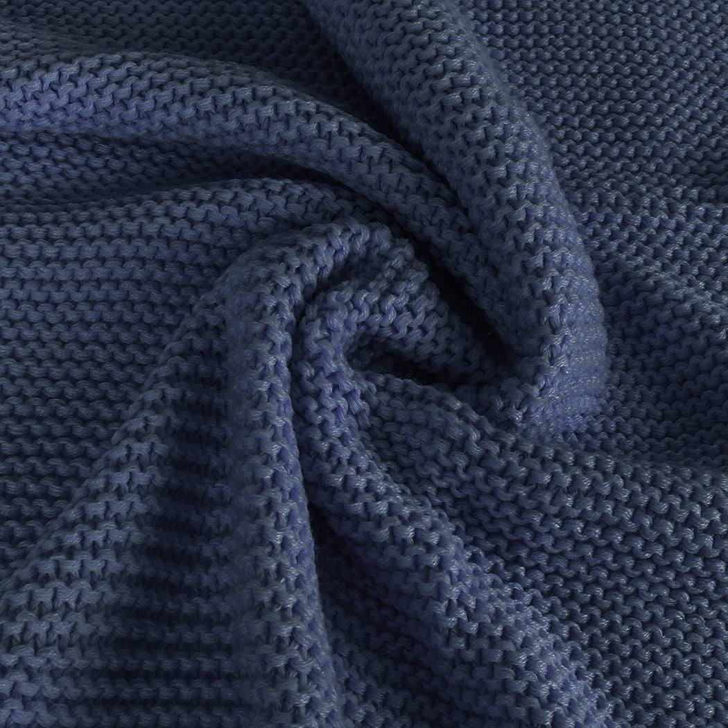 DreamZ Knitting Throw Blanket Cushion Navy.
