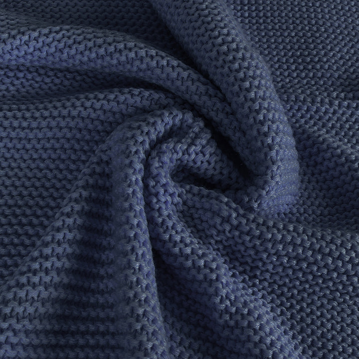 DreamZ Knitting Throw Blanket Cushion Navy.