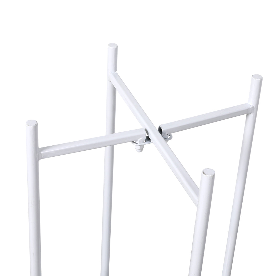 Levede 2 Tiers Plant Stand Metal Flower White Medium.