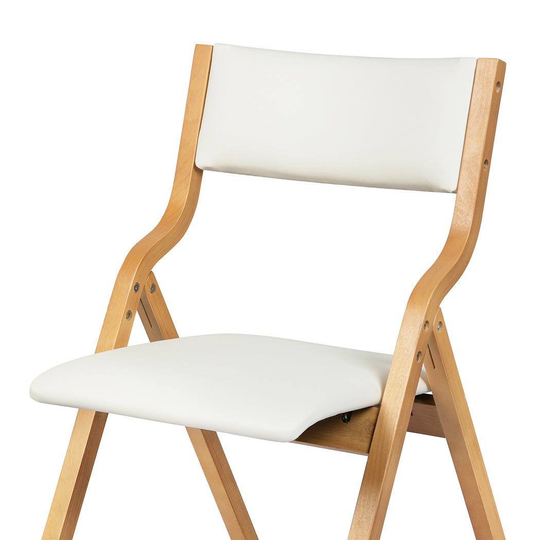2x Dining Chairs Foldable PU Beige.