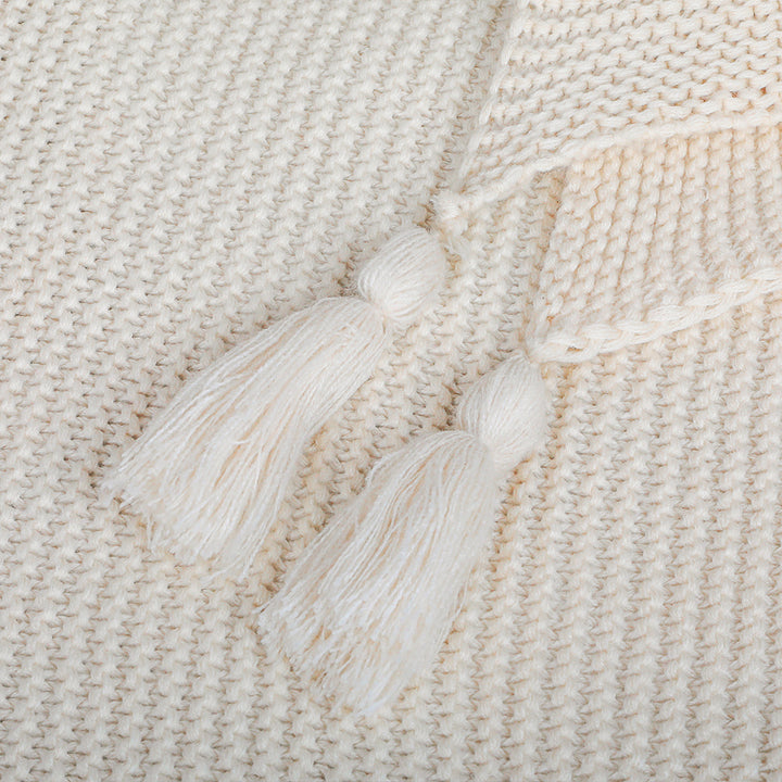 DreamZ Knitting Throw Blanket Cushion Beige.