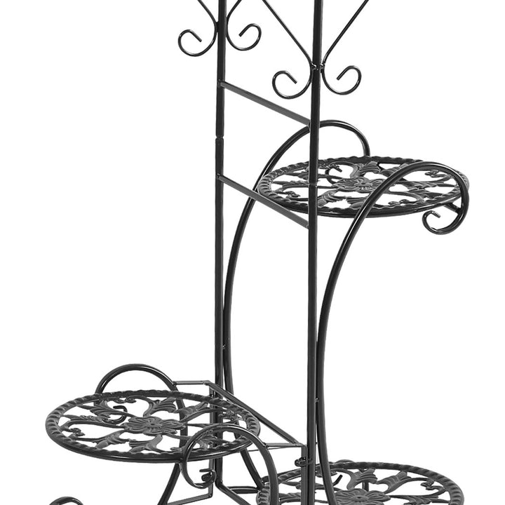 2x Levede Flower Shape Metal Plant Stand Black.
