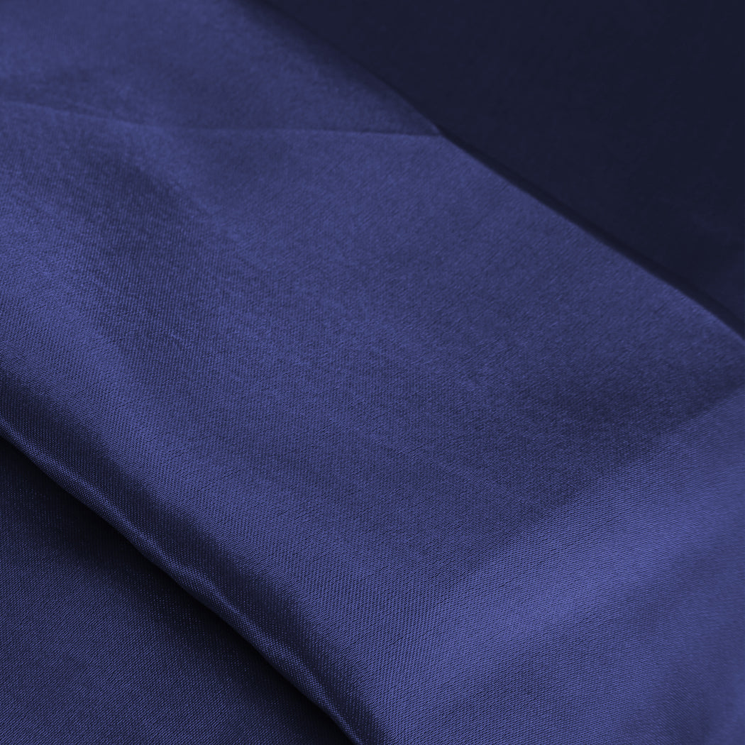 Silky Satin Quilt Cover Set Bedspread Blue.