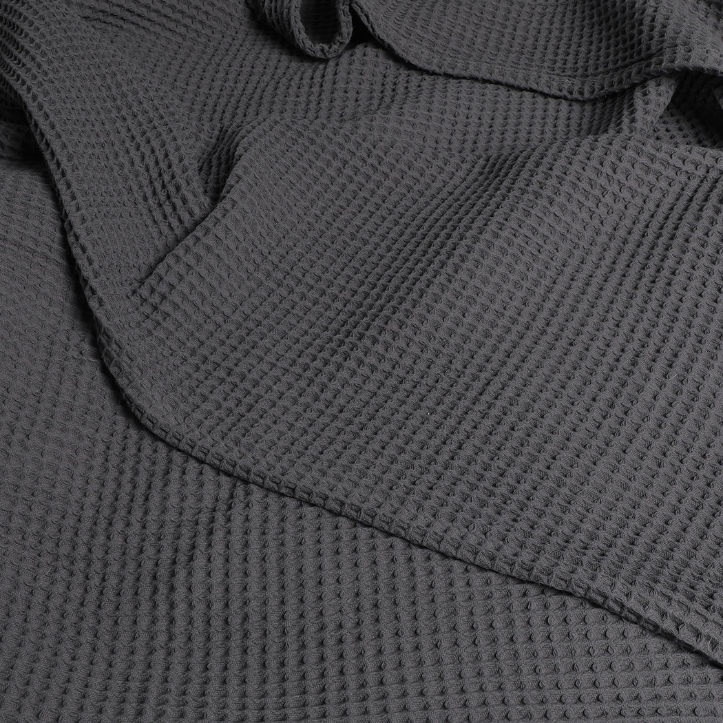 DreamZ Throw Blanket Cotton Waffle Blankets Grey Double.